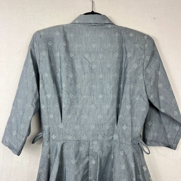 Vintage 90s Peplum Waist Midi Dress Womens M Professional Retro Pleated USA - Picture 7 of 15